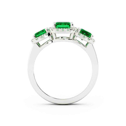 3 Emerald Cut With Diamond Halos