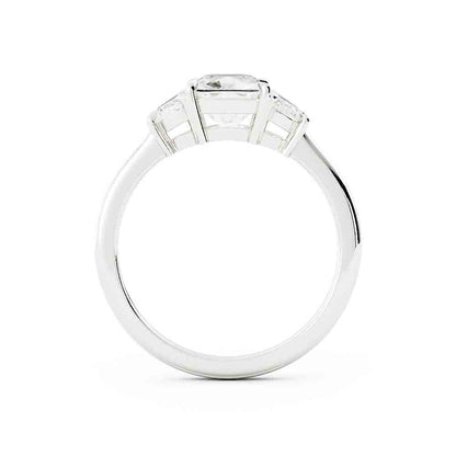Cushion Center With Half Moon Side Diamond Ring