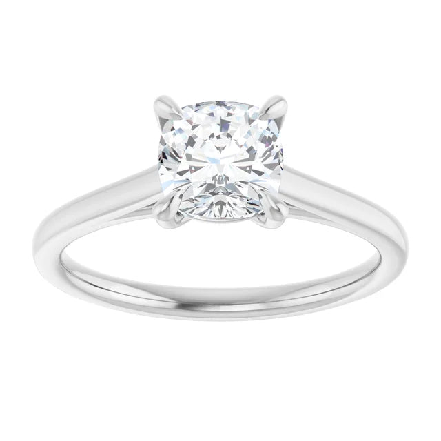 14K White Gold 1 1/4 CT Cushion-Cut Diamond Solitaire Engagement Ring