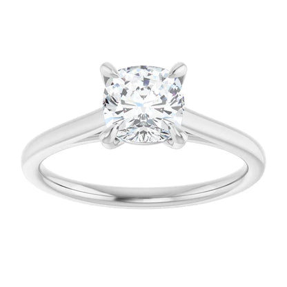 14K White Gold 1 1/4 CT Cushion-Cut Diamond Solitaire Engagement Ring