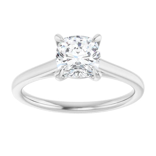 14K White Gold 1 1/4 CT Cushion-Cut Diamond Solitaire Engagement Ring
