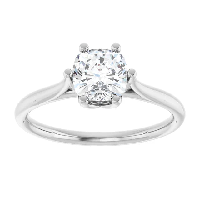 14K White 1 1/4 CT Center Gold Cushion Cut Diamond Engagement Ring