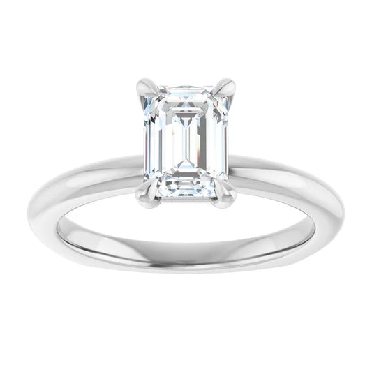 14K White Gold 1 3/4 CTW Emerald-Cut Diamond Solitaire Engagement Ring with Claw-Prong Setting
