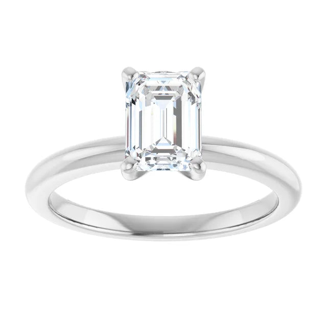 14K White Gold 5/8 CTW Emerald-Cut Diamond Solitaire Engagement Ring