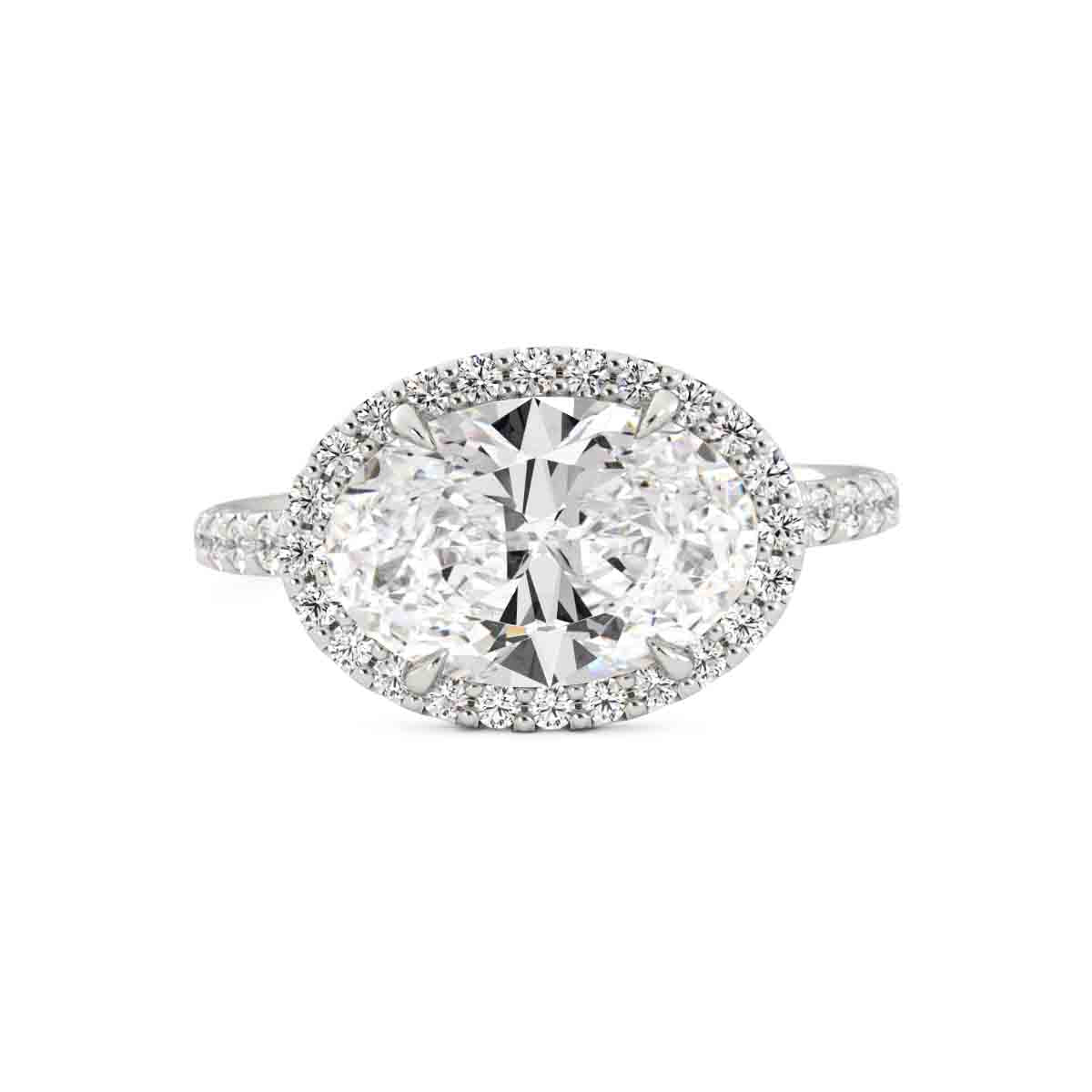 East-West Oval Laboratory-Grown Diamond Halo Ring