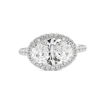 East-West Oval Laboratory-Grown Diamond Halo Ring
