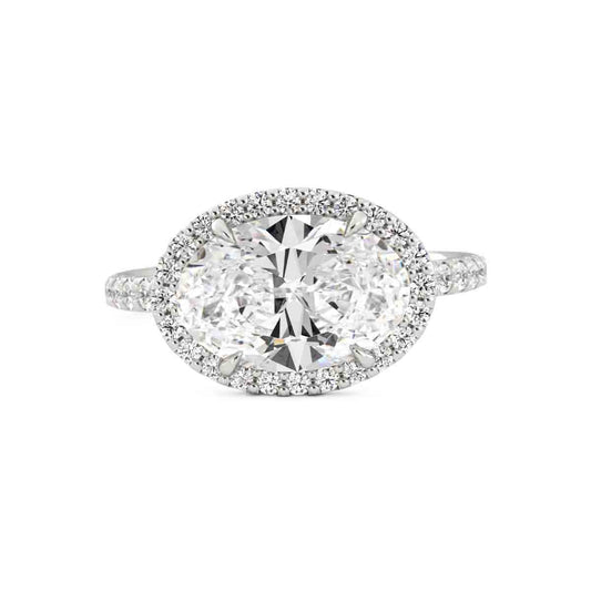 East-West Oval Diamond Halo Ring