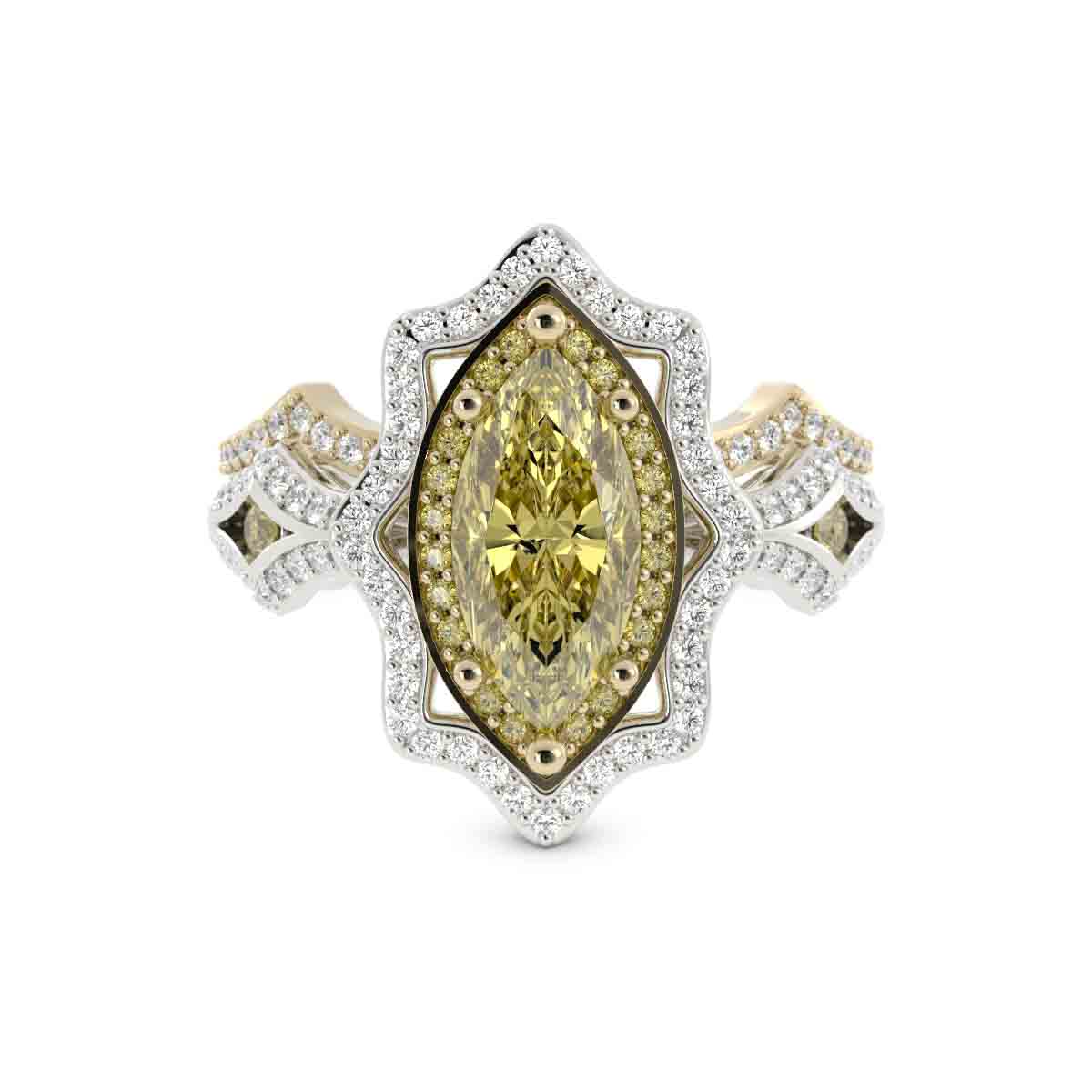 Marquise Yellow and White Diamond Set