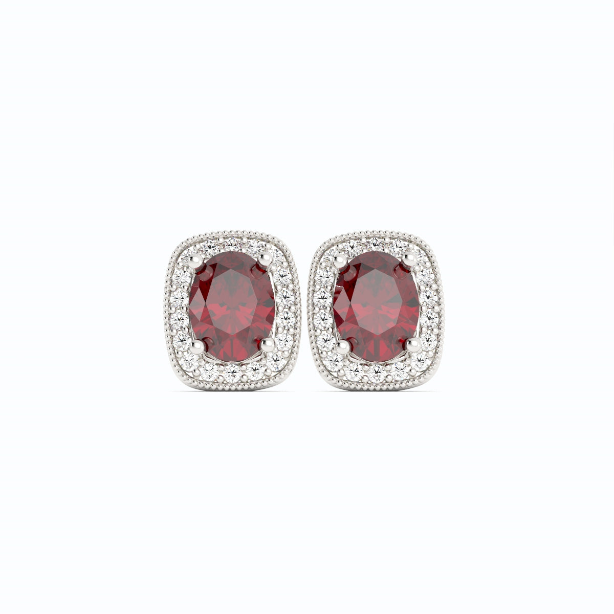 Garnet and Pave Diamond Earrings