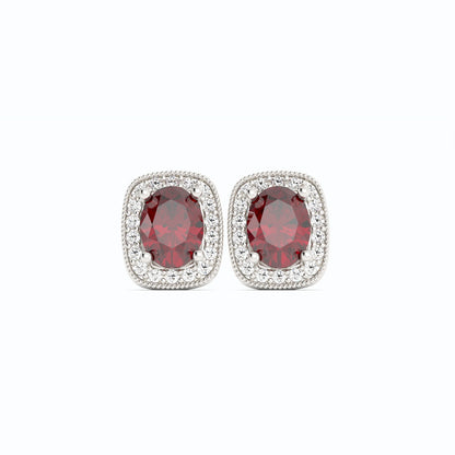 Garnet and Pave Diamond Earrings