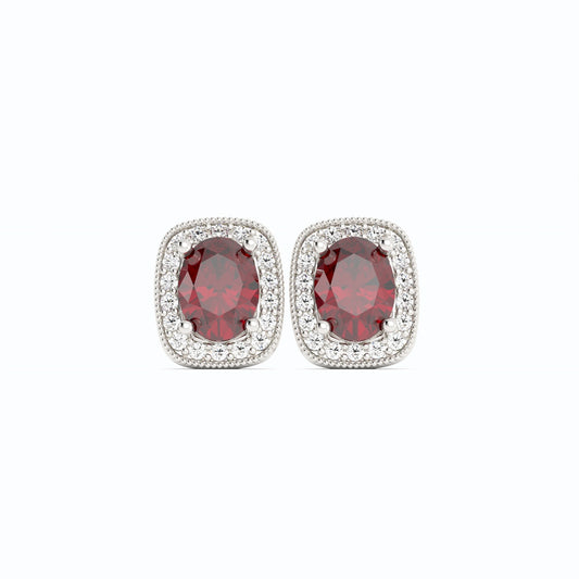 Garnet and Pave Diamond Earrings