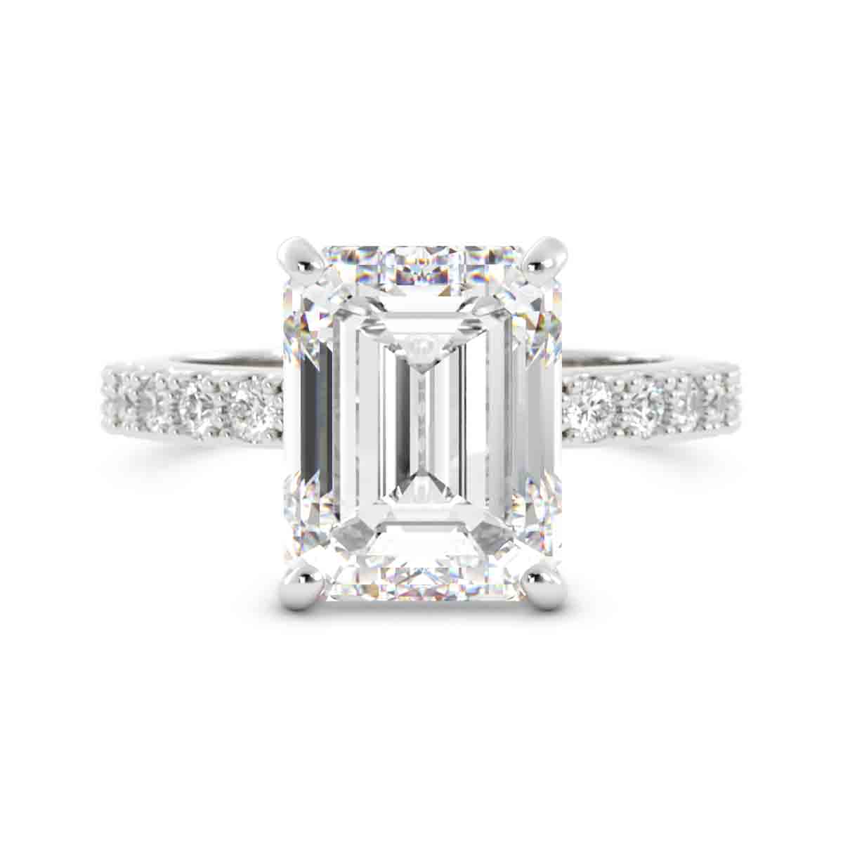Emerald Cut Laboratory-Grown Diamond Ring with Side Stones