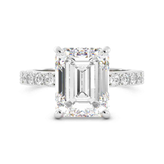 Emerald Cut Diamonds Ring with Side Stones