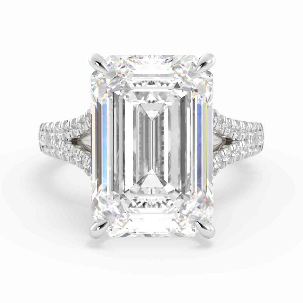 Emerald Cut Split Shank Diamond Ring