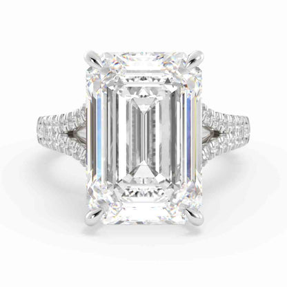 Emerald Cut Split Shank Diamond Ring