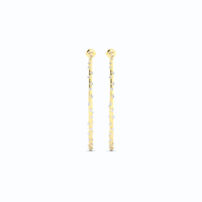 1590 - 48mm 14k solid gold natural scattered diamond hoops