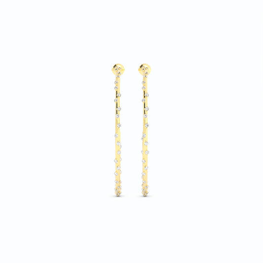 1590 - 48mm 14k solid gold natural scattered diamond hoops