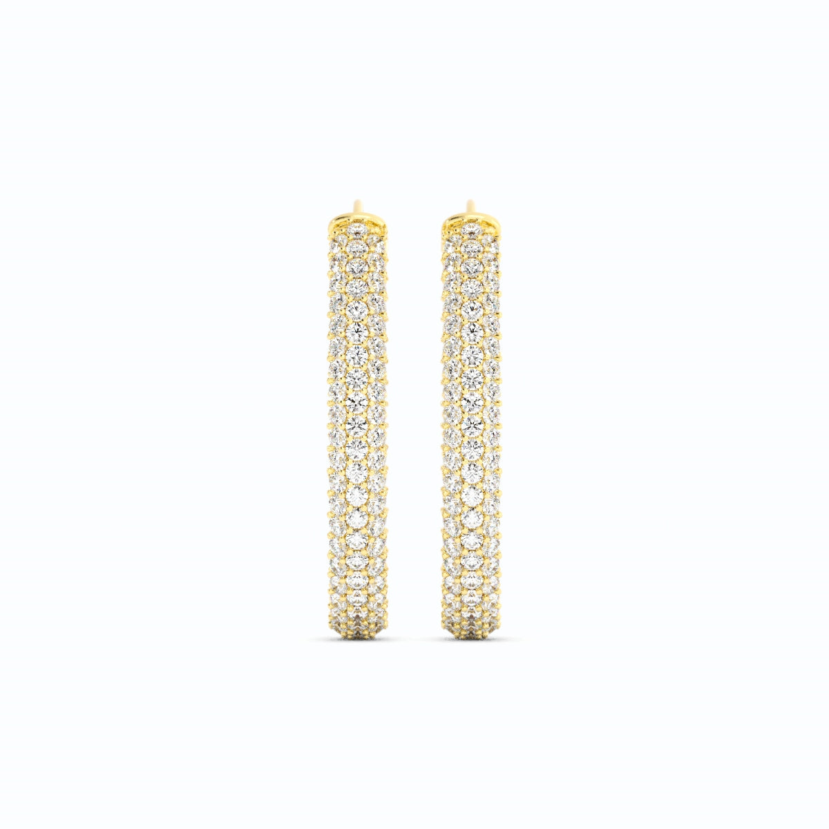 14k Y/G natural diamond pave hoop earrings