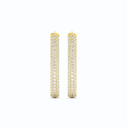 14k Y/G natural diamond pave hoop earrings