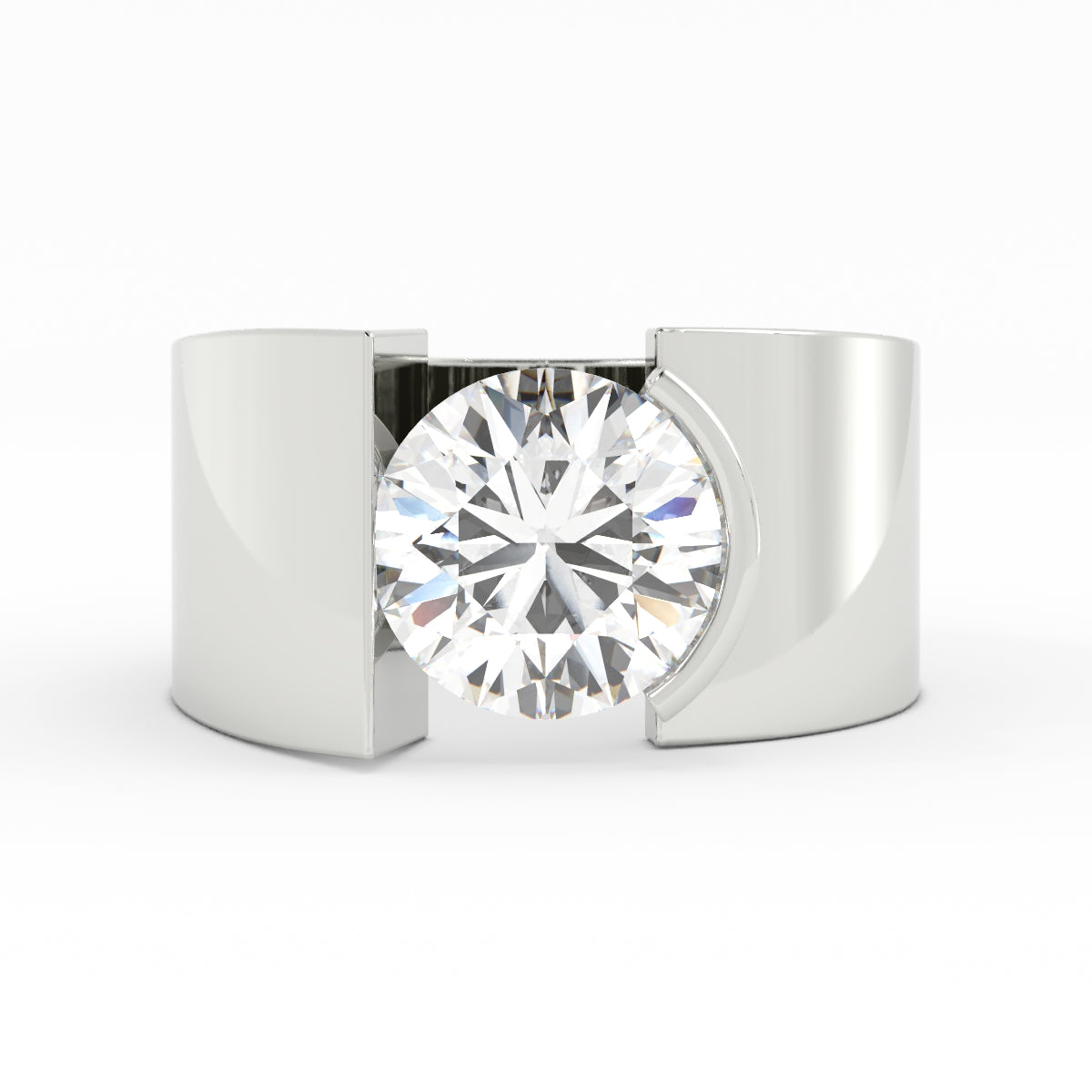 1655 - 11mm wide 1/2 bezel diamond ring 14k w/g