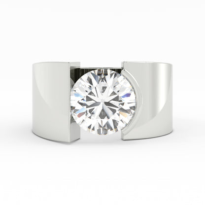 1655 - 11mm wide 1/2 bezel diamond ring 14k w/g