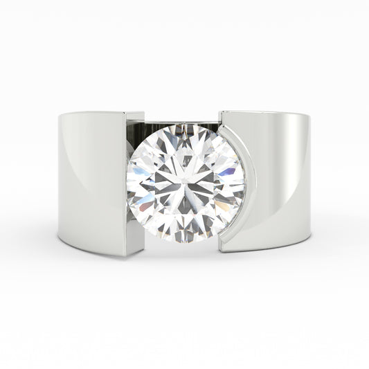 1655 - 11mm wide 1/2 bezel diamond ring 14k w/g