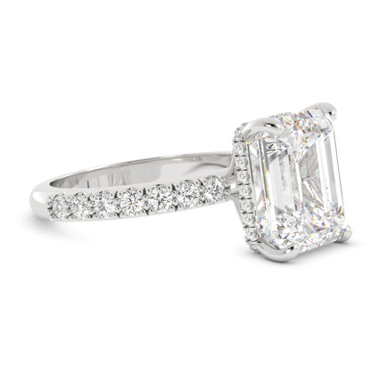Emerald Cut Laboratory-Grown Diamond Ring with Side Stones