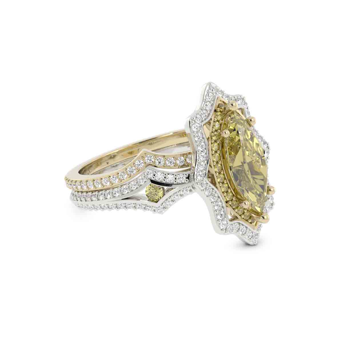 Marquise Yellow and White Diamond Set