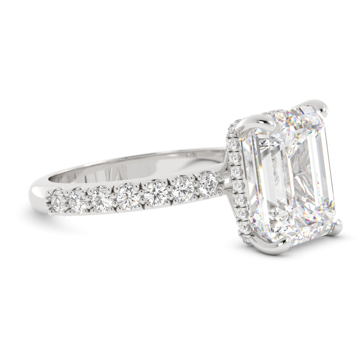 Emerald Cut Diamonds Ring with Side Stones