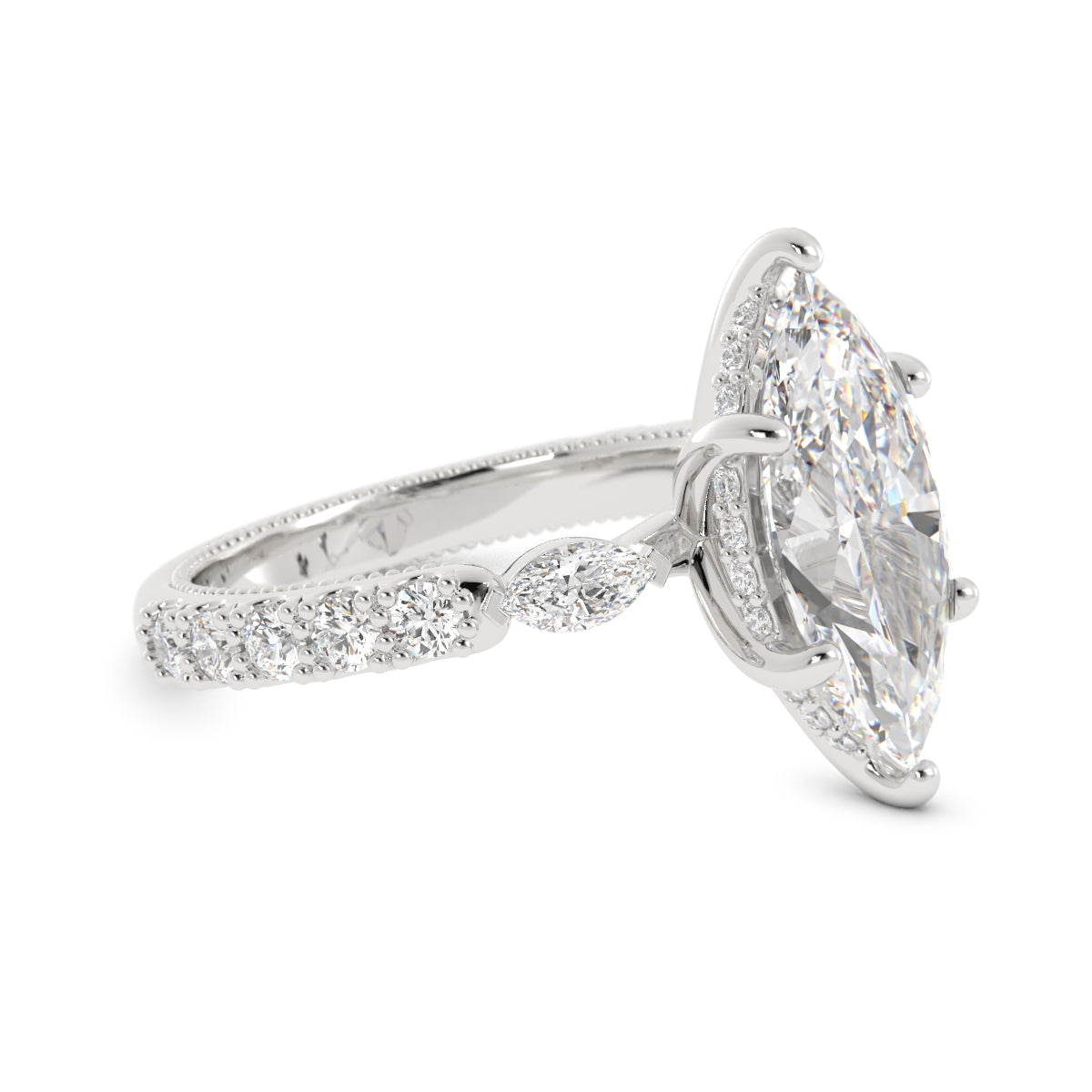 Marquise with Side Stones Laboratory-Grown Diamond Ring