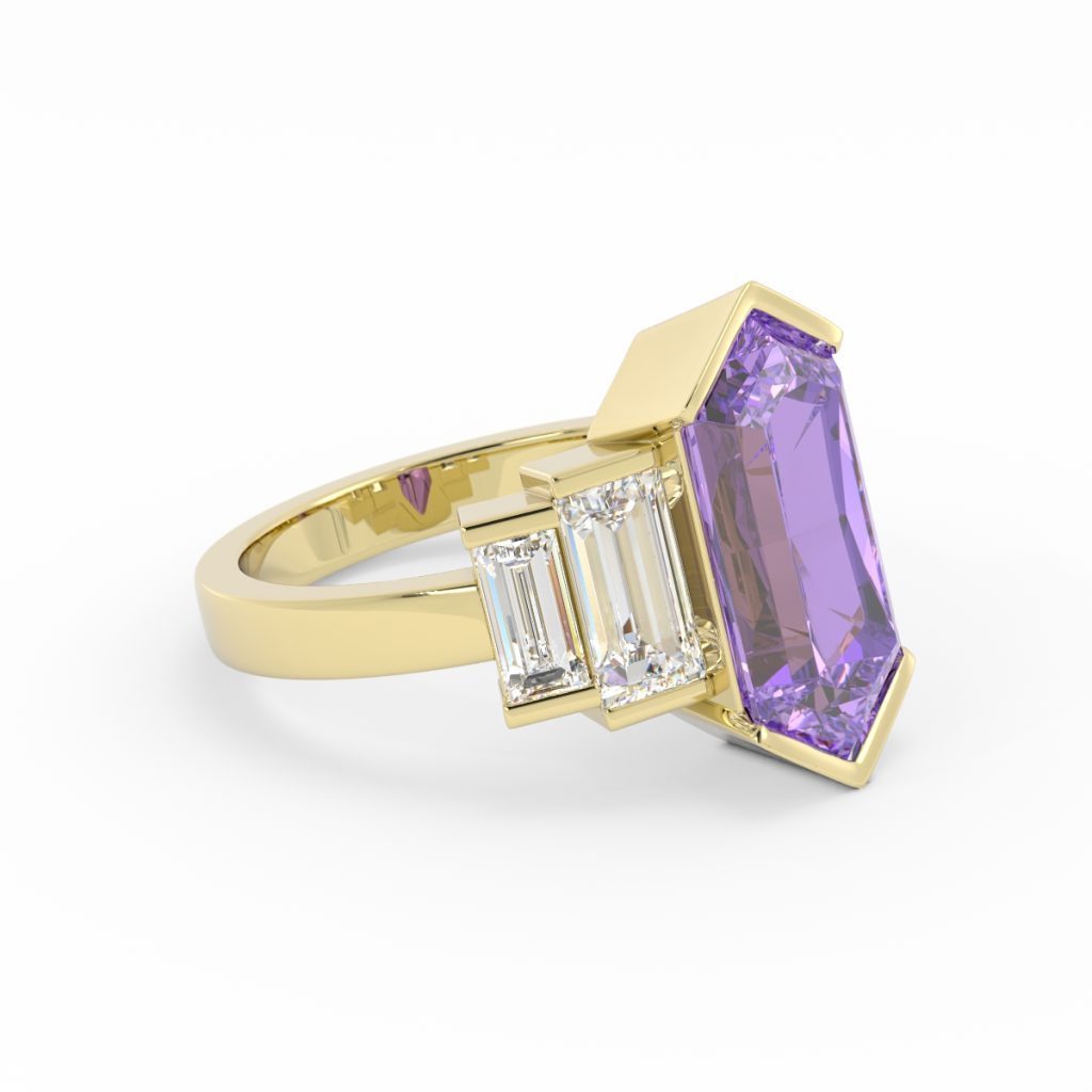 Fancy Colored Stones and Diamond Ring