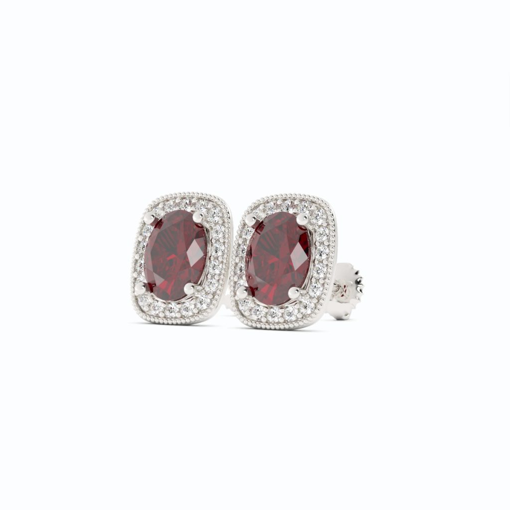Garnet and Pave Diamond Earrings