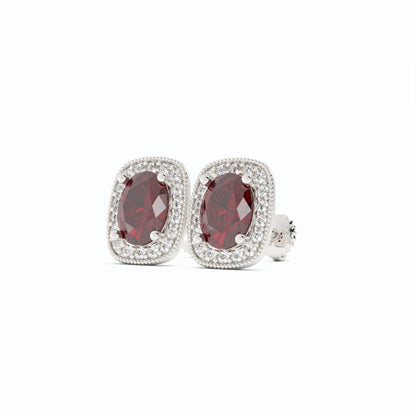 Garnet and Pave Diamond Earrings