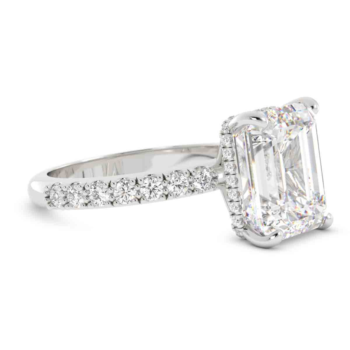 Emerald Cut Diamond Ring with Side Stones