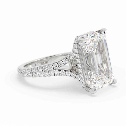 Emerald Cut Split Shank Diamond Ring