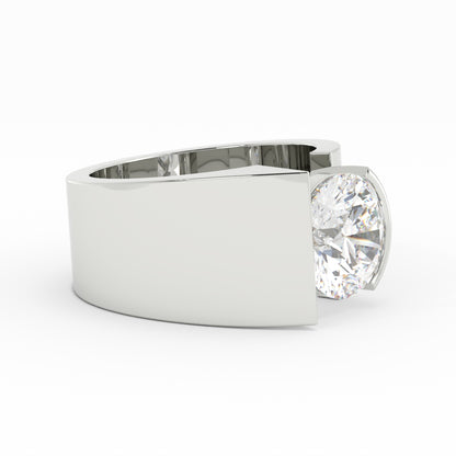 1655 - 11mm wide 1/2 bezel diamond ring 14k w/g
