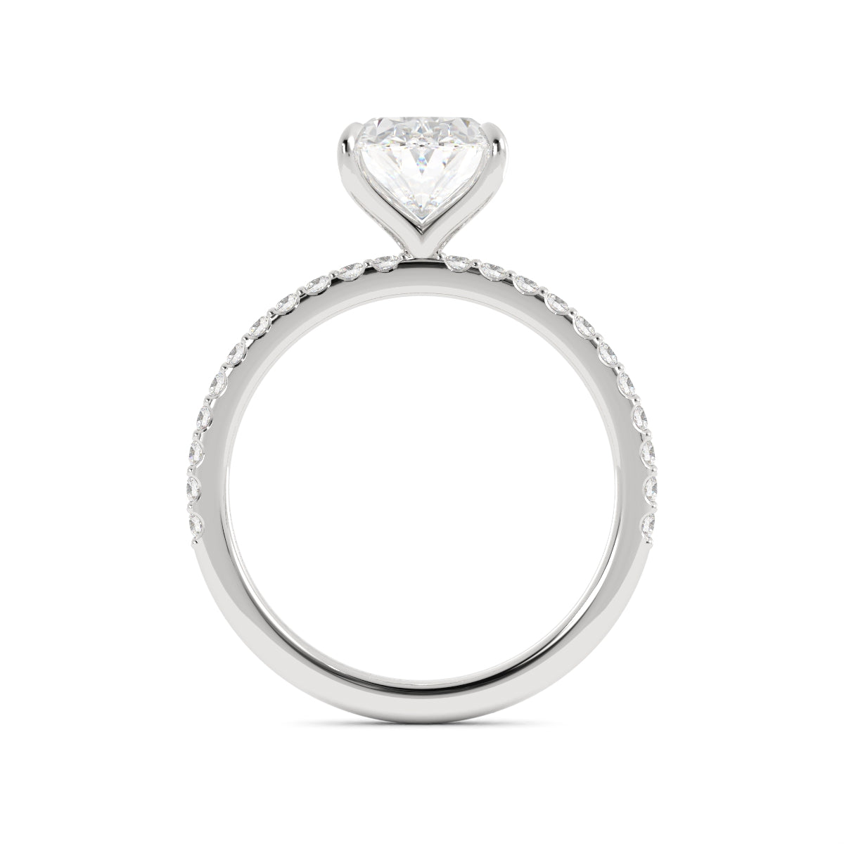 Oval Laboratory-Grown Diamond with Round Lab Diamonds Ring