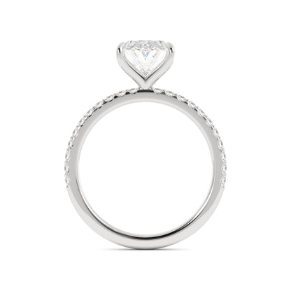 Oval Laboratory-Grown Diamond with Round Lab Diamonds Ring