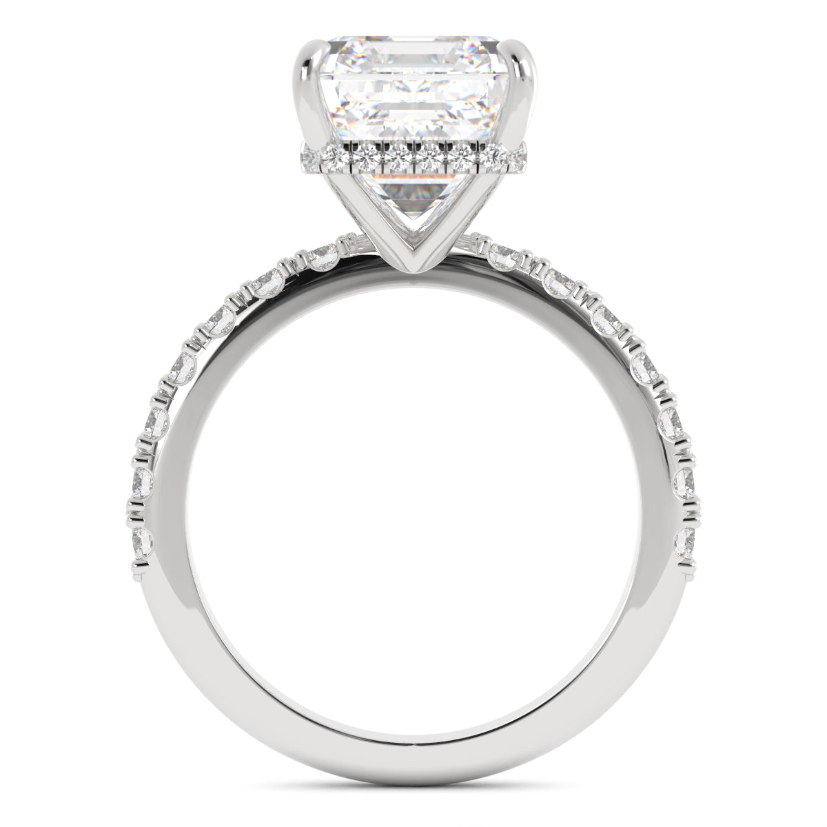 Emerald Cut Laboratory-Grown Diamond Ring with Side Stones