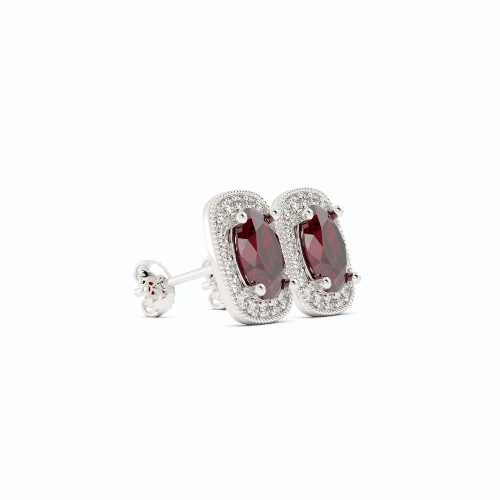 Garnet and Pave Diamond Earrings