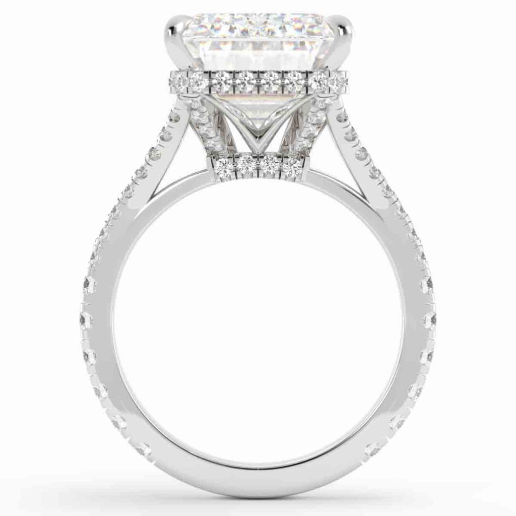 Emerald Cut Split Shank Diamond Ring