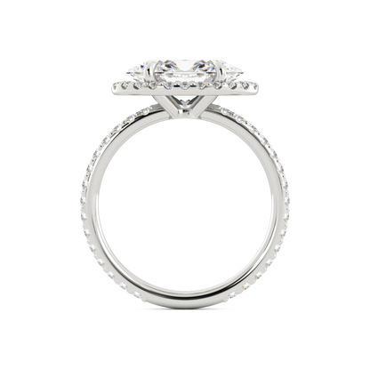 East-West Oval Laboratory-Grown Diamond Halo Ring