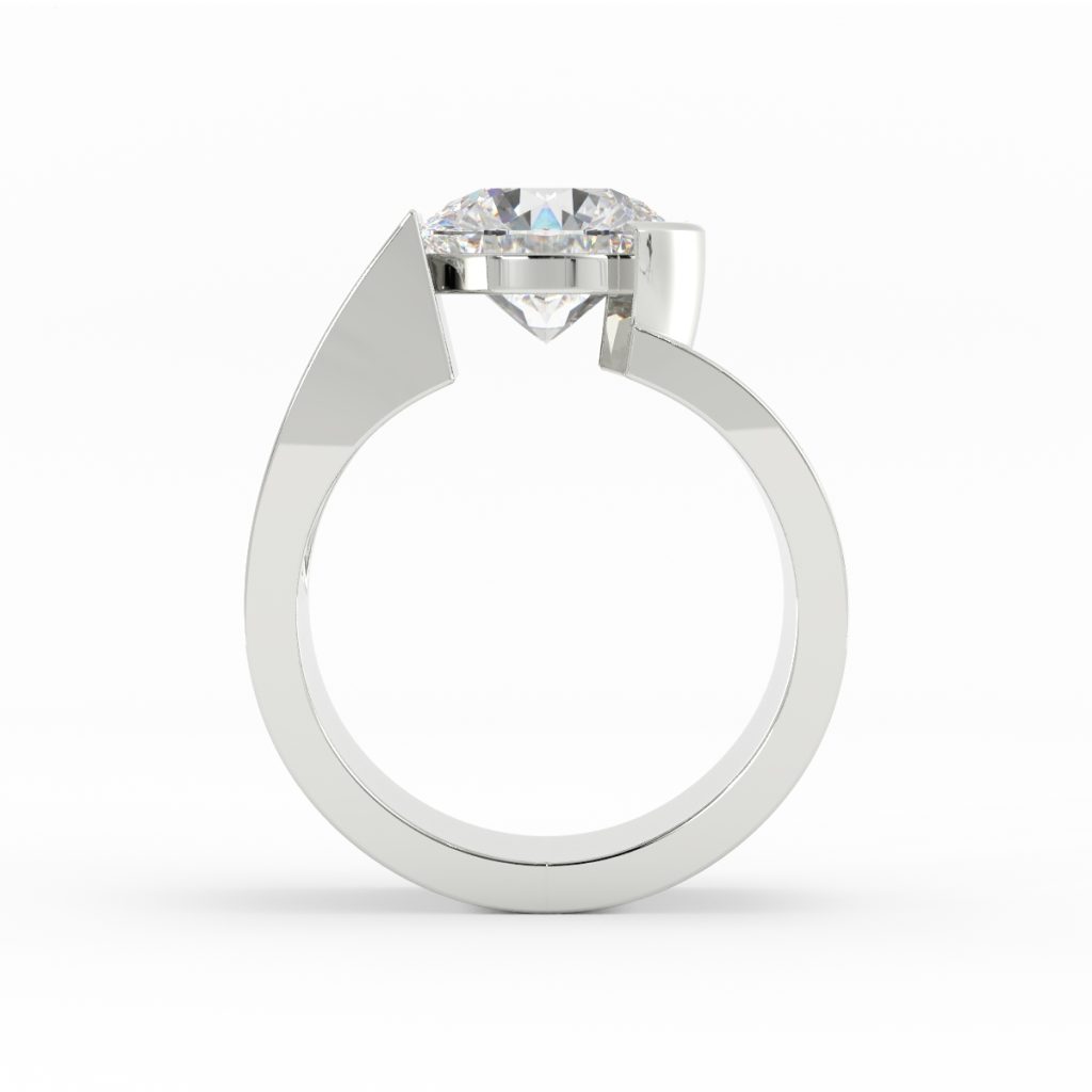 11mm Wide 1/2 Bezel Diamond Ring 14k W/G