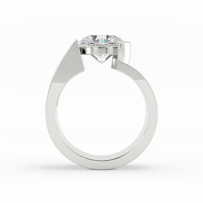 11mm Wide 1/2 Bezel Diamond Ring 14k W/G