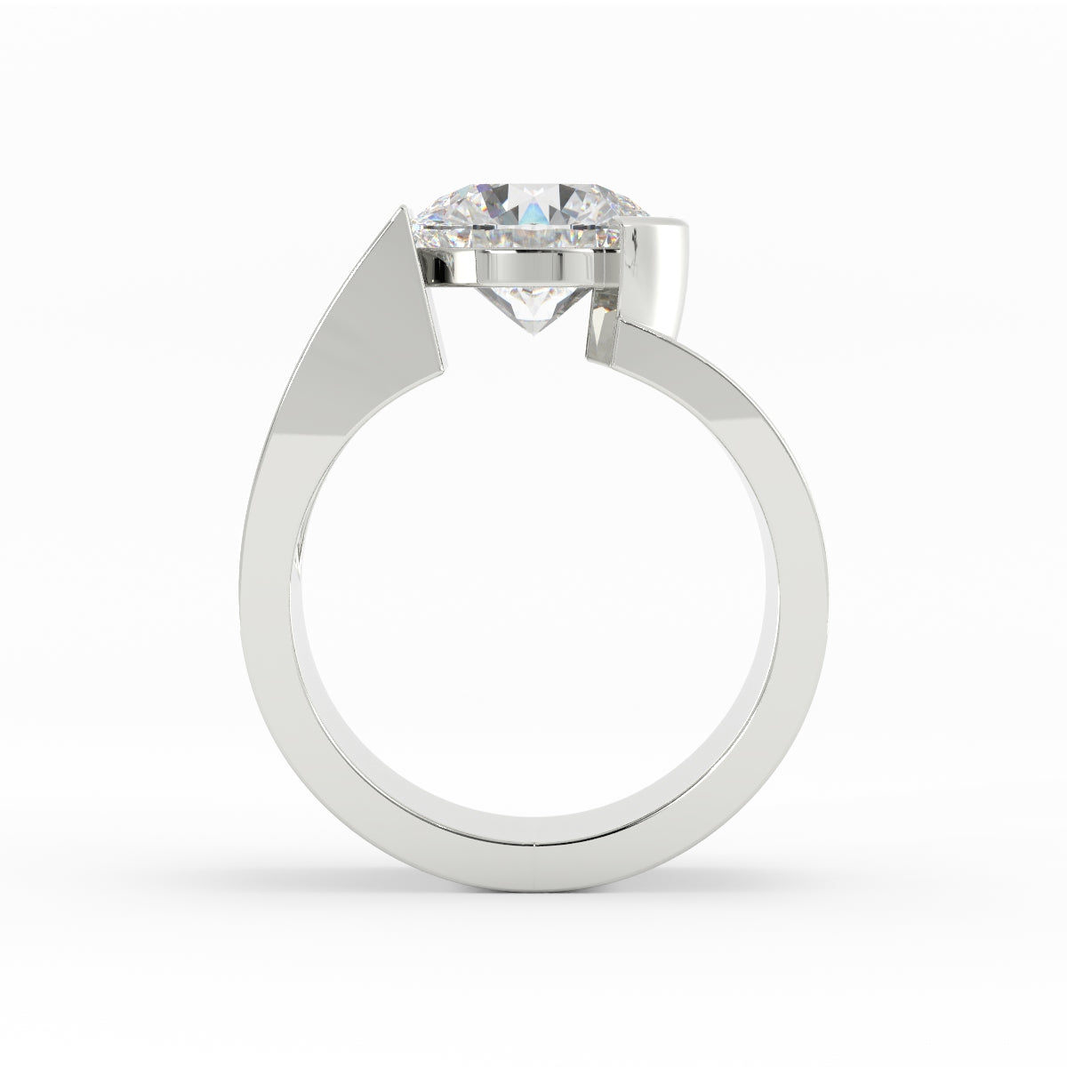 1655 - 11mm wide 1/2 bezel diamond ring 14k w/g
