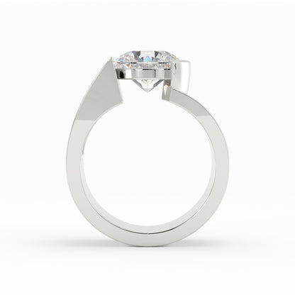 1655 - 11mm wide 1/2 bezel diamond ring 14k w/g