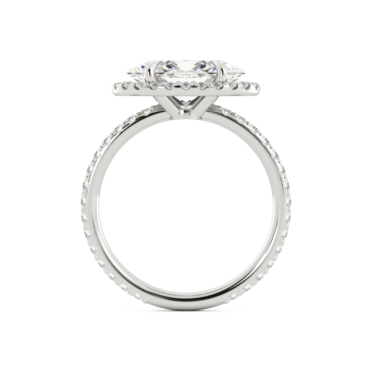East-West Oval Diamond Halo Ring