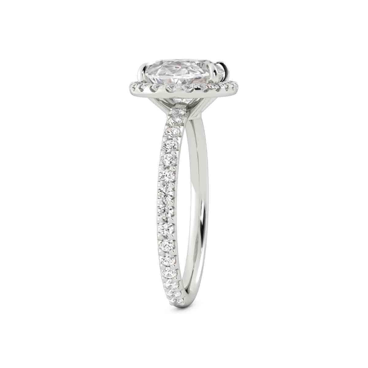 East-West Oval Diamond Halo Ring