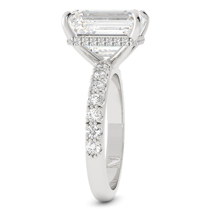 Emerald Cut Laboratory-Grown Diamond Ring with Side Stones