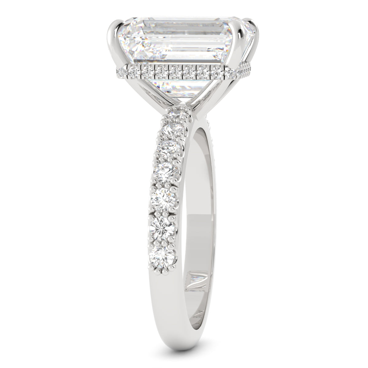 Emerald Cut Diamonds Ring with Side Stones